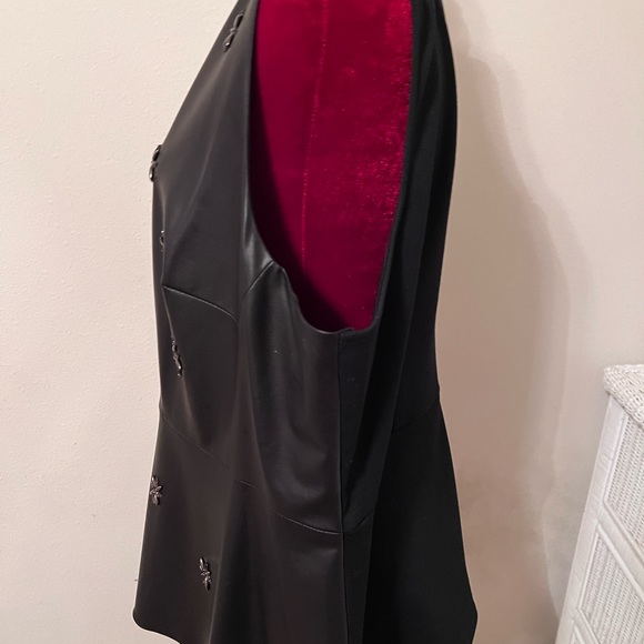 Lane Bryant Pullover Vest Like Top - 1/2 Faux Leather front with Jewels - Picture 12 of 12